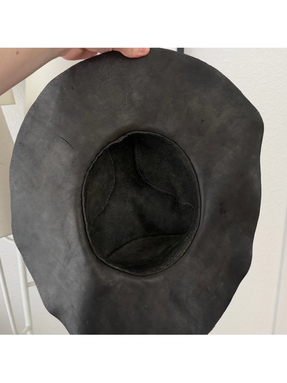 Unreal Vintage Genuine Leather Floppy Hat Stitching Detail - Picture 6 of 8